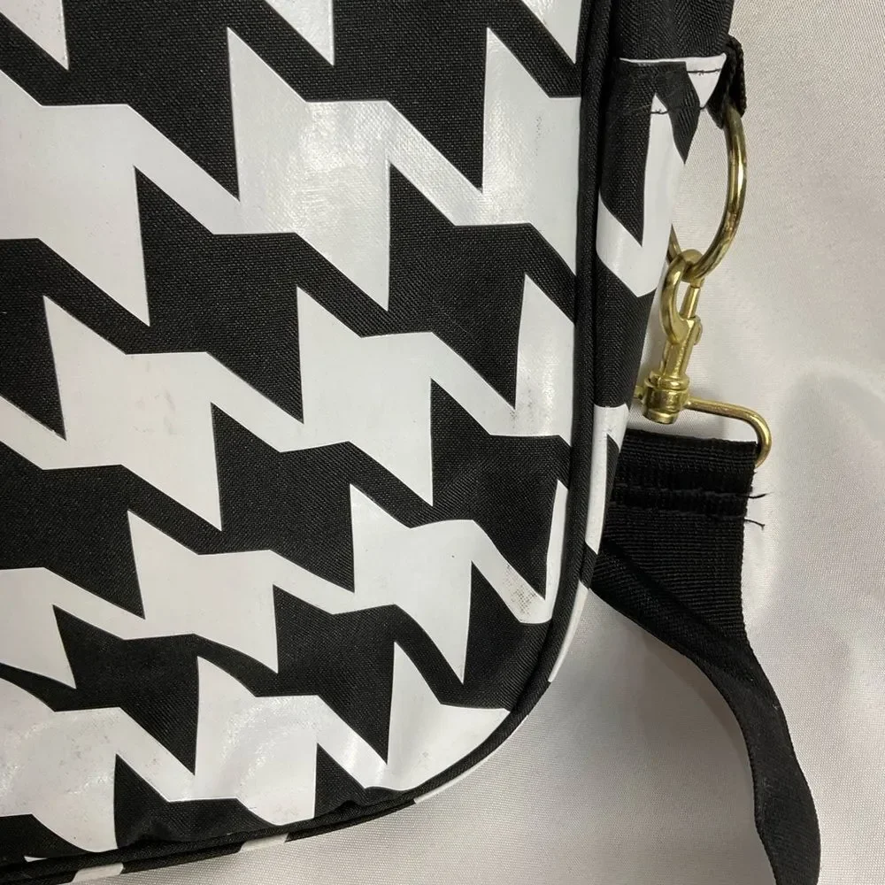 Harajuku Lovers Houndstooth Messenger Bag Black & White Laptop Shoulder Y2K